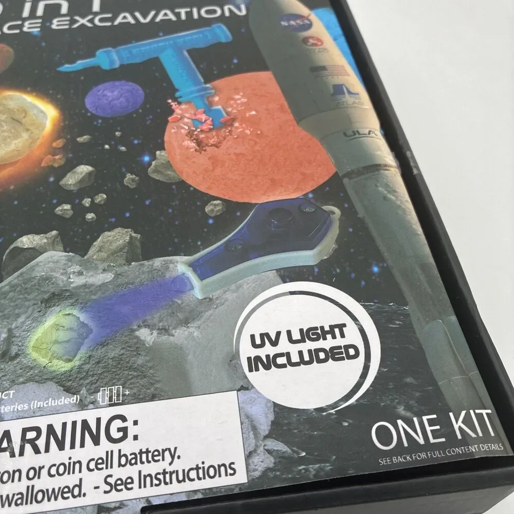 NEW 10-in-1 space excavation dig kit includes stickers with NASA IMAGERY & light